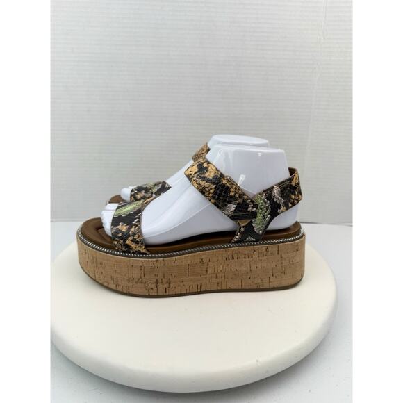 Franco Sarto Ozio Womens Sz 7.5M Snakeskin Print Platform Ankle Strap Sandals - Picture 1 of 11